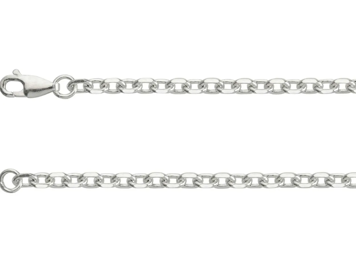 Sterling Silver 3.5mm Diamond Cut Oval Trace Bracelet 8.5"/21cm Hallmarked