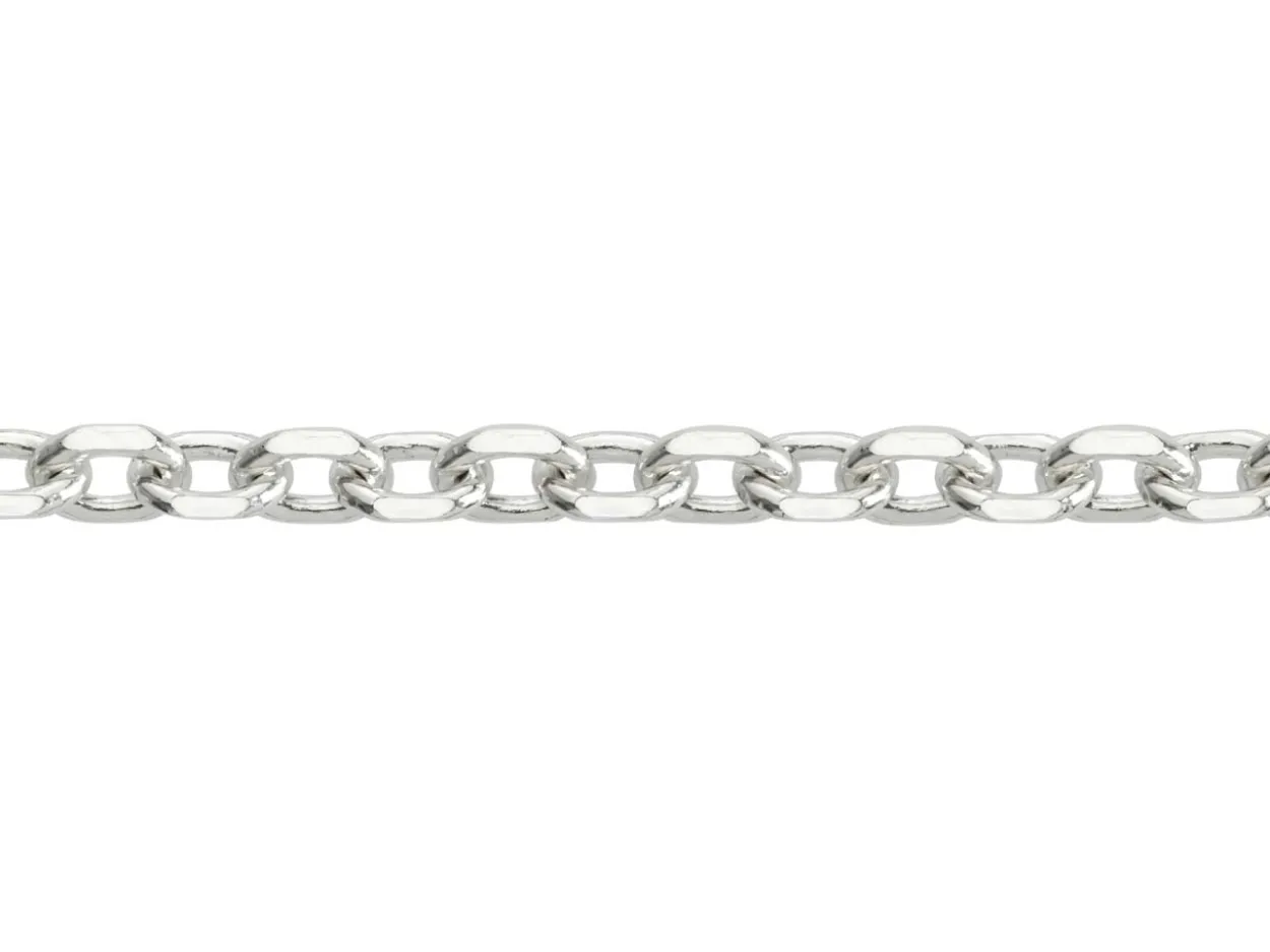 Sterling Silver 3.5mm Diamond Cut Oval Trace Bracelet 8.5"/21cm Hallmarked