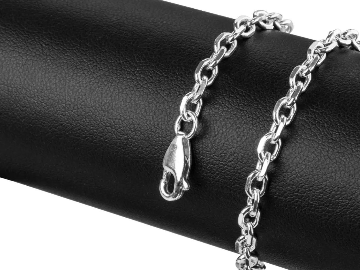 Sterling Silver 3.5mm Diamond Cut Oval Trace Bracelet 8.5"/21cm Hallmarked