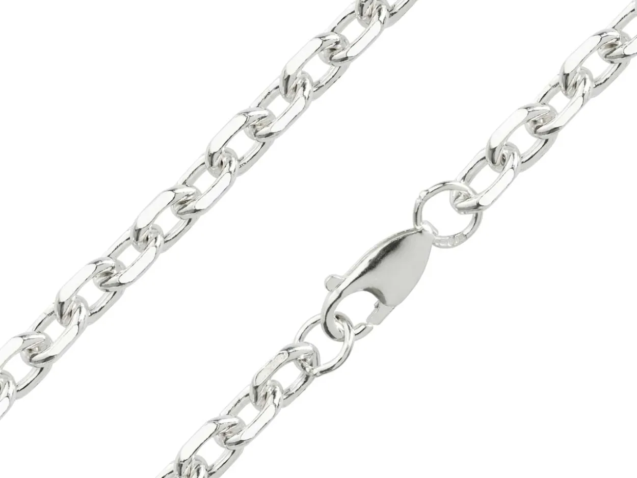 Sterling Silver 5.3mm Diamond Cut Oval Trace Bracelet 8.5"/21cm Hallmarked