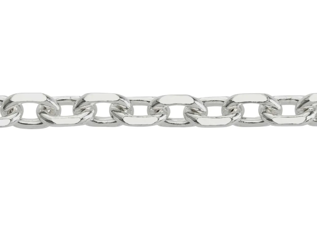 Sterling Silver 5.3mm Diamond Cut Oval Trace Bracelet 8.5"/21cm Hallmarked