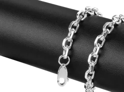 Sterling Silver 5.3mm Diamond Cut Oval Trace Bracelet 8.5