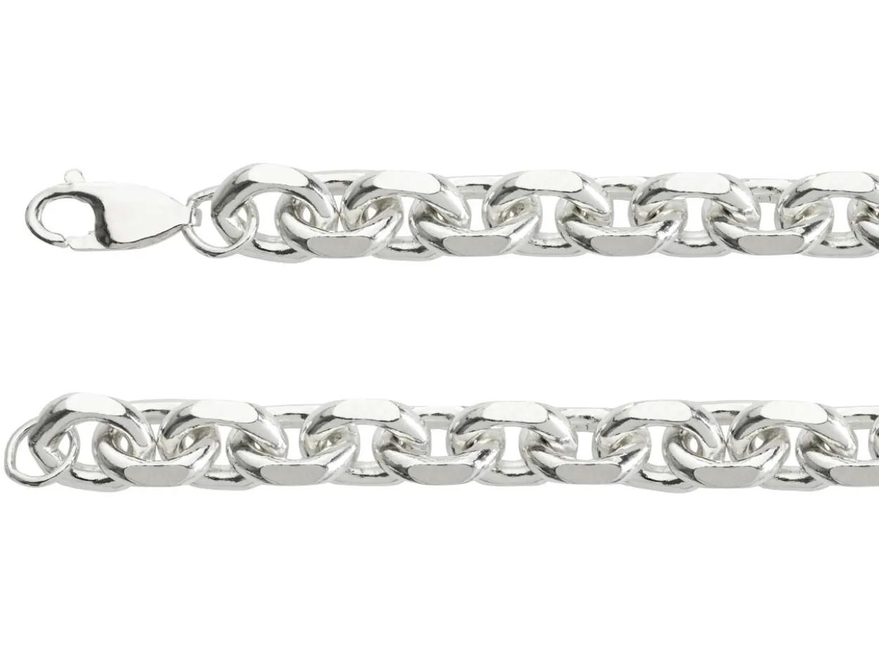 Sterling Silver 8.4mm Diamond Cut Oval Trace Bracelet 8.5"/21cm Hallmarked