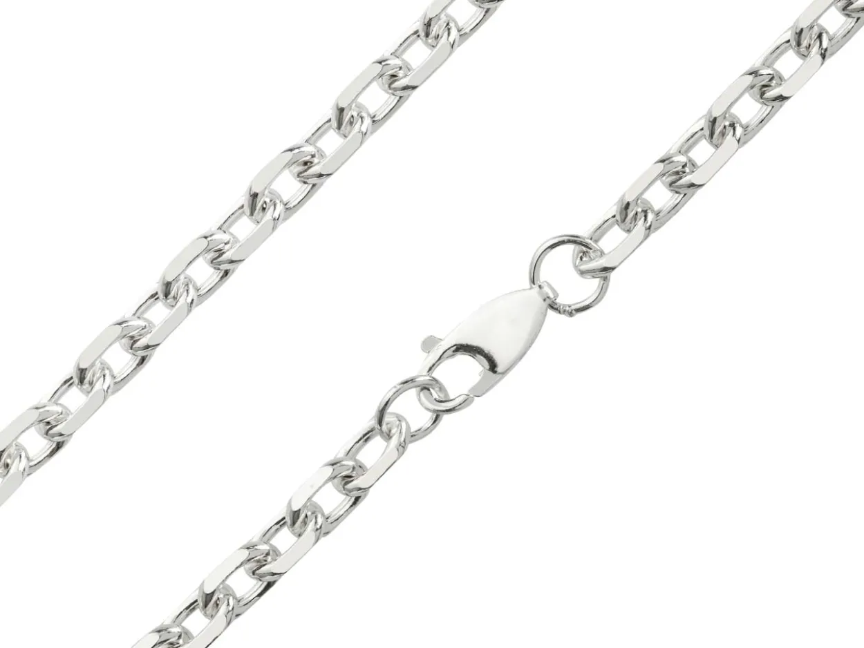 Sterling Silver 5.3mm Diamond Cut Oval Trace Chain 20"/50cm Hallmarked
