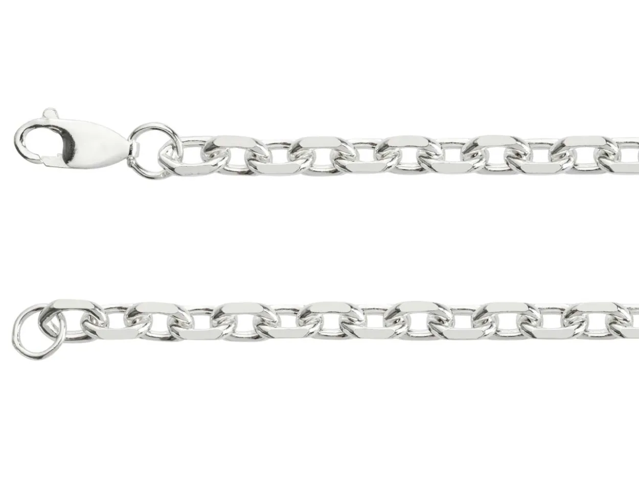 Sterling Silver 5.3mm Diamond Cut Oval Trace Chain 20"/50cm Hallmarked