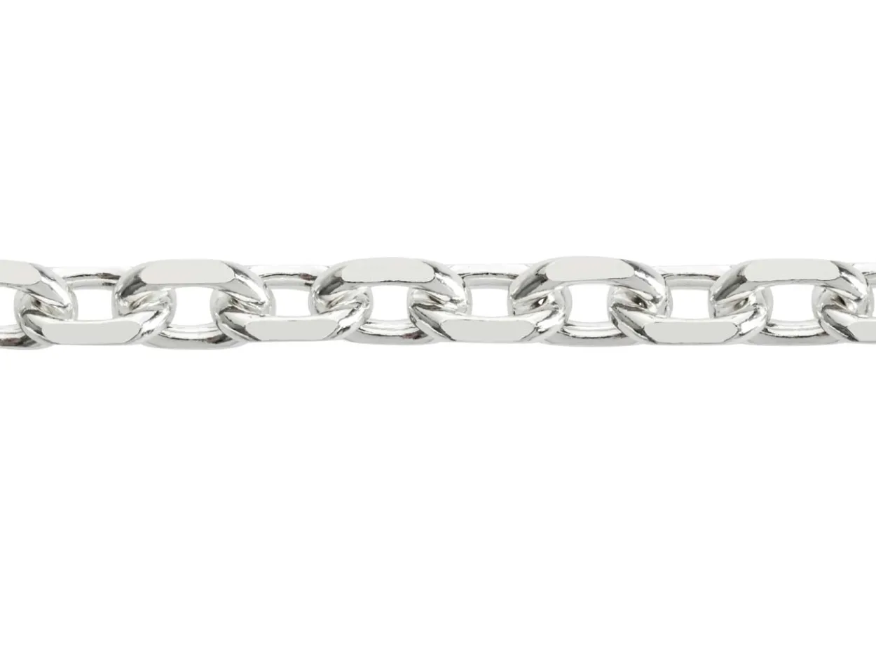 Sterling Silver 5.3mm Diamond Cut Oval Trace Chain 20"/50cm Hallmarked