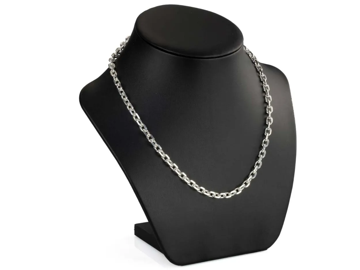 Sterling Silver 5.3mm Diamond Cut Oval Trace Chain 20"/50cm Hallmarked