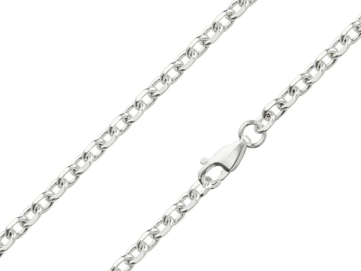 Sterling Silver 3.5mm Diamond Cut Oval Trace Chain 20"/50cm Hallmarked