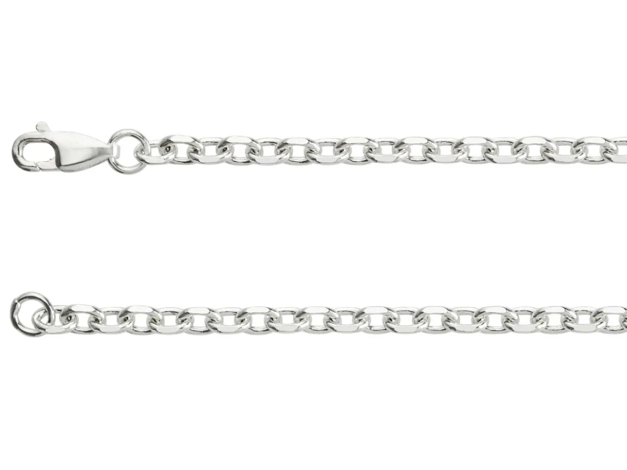 Sterling Silver 3.5mm Diamond Cut Oval Trace Chain 20"/50cm Hallmarked