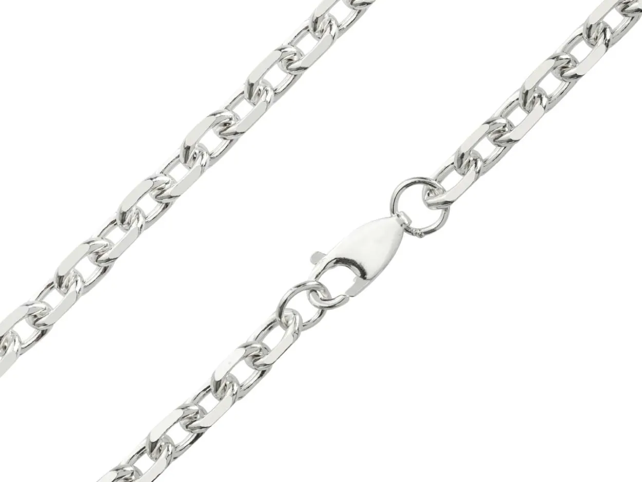 Sterling Silver 5.3mm Diamond Cut Oval Trace Chain 18"/45cm Hallmarked