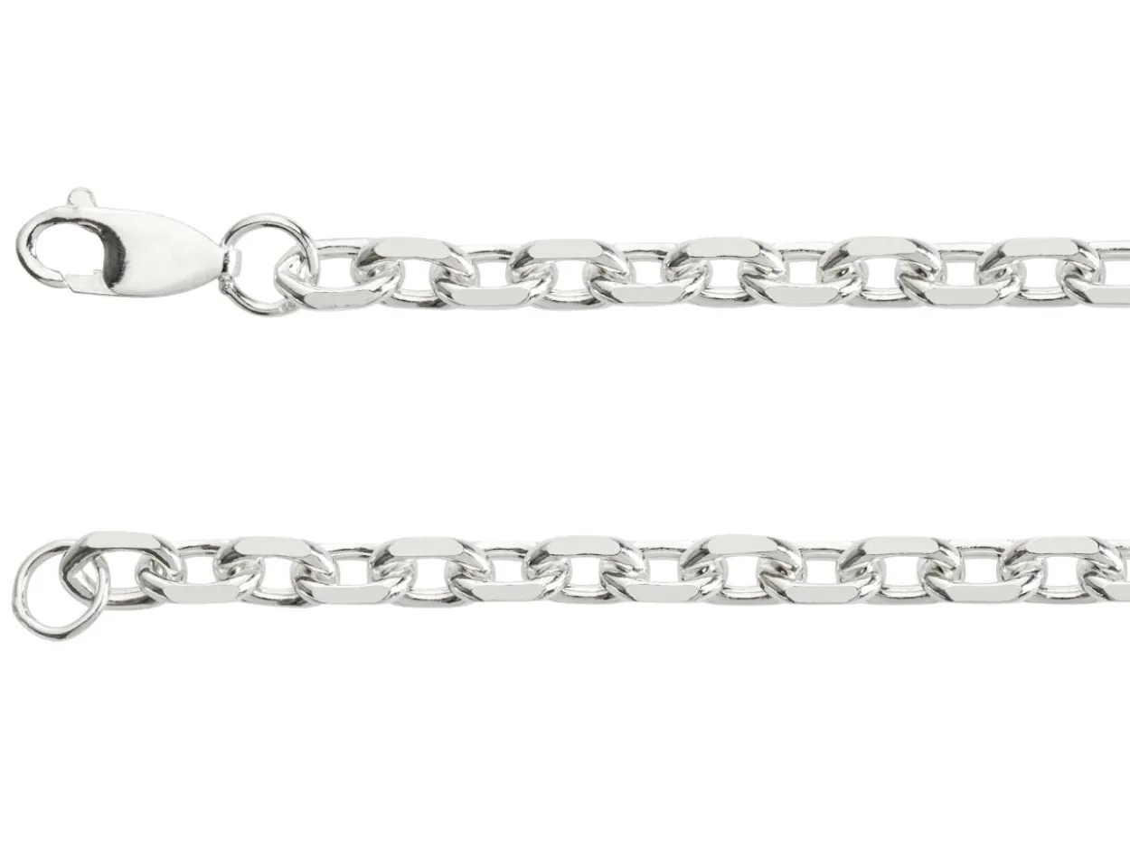 Sterling Silver 5.3mm Diamond Cut Oval Trace Chain 18"/45cm Hallmarked