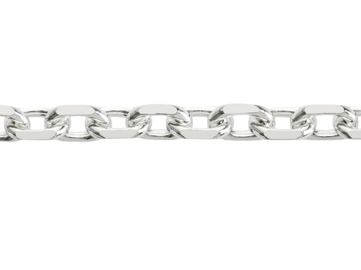 Sterling Silver 5.3mm Diamond Cut Oval Trace Chain 18"/45cm Hallmarked