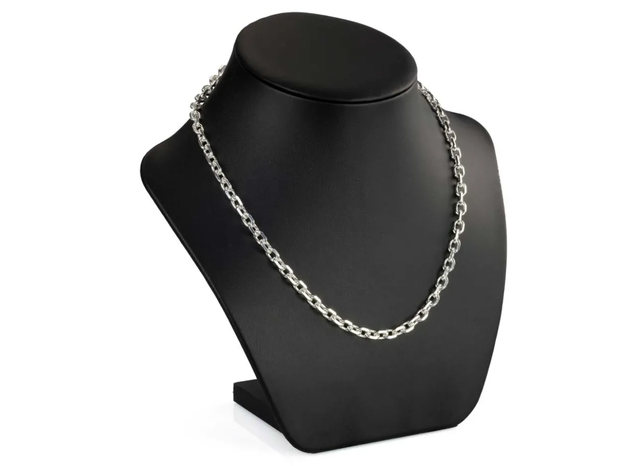 Sterling Silver 5.3mm Diamond Cut Oval Trace Chain 18"/45cm Hallmarked
