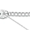 Sterling Silver 6.5mm Double Curb Bracelet 7.5"/19cm Padlock & Safety Chain Hallmarked