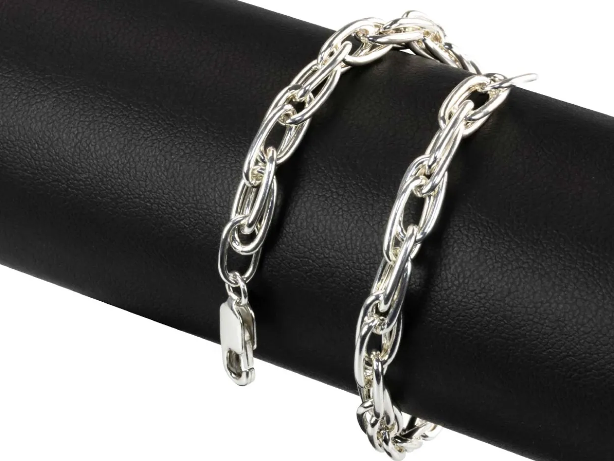 Sterling Silver 4.9mm Double Oval Trace Bracelet 7.5"/19cm Hallmarked