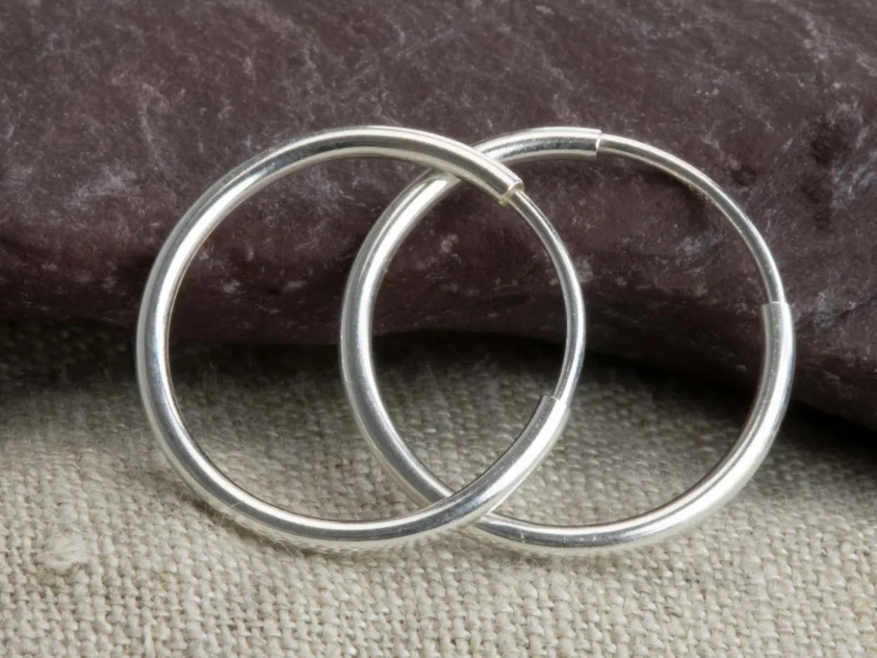 Sterling Silver 16.0mm Endless Hoops, Pack Of 2