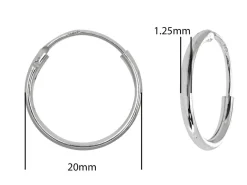 Sterling Silver 20.0mm Endless Hoops, Pack Of 2