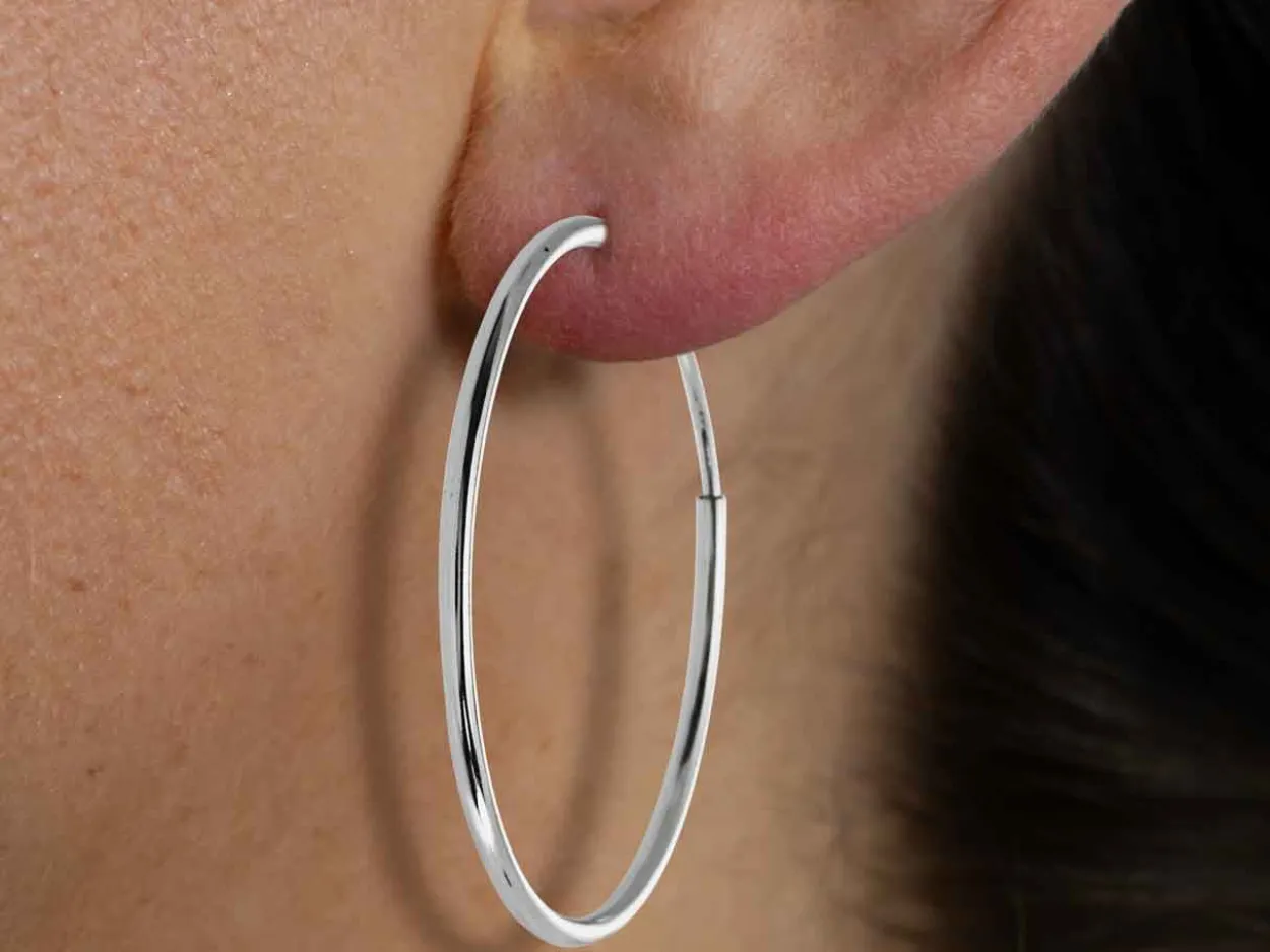 Sterling Silver 38.0mm Endless Hoops, Pack Of 2