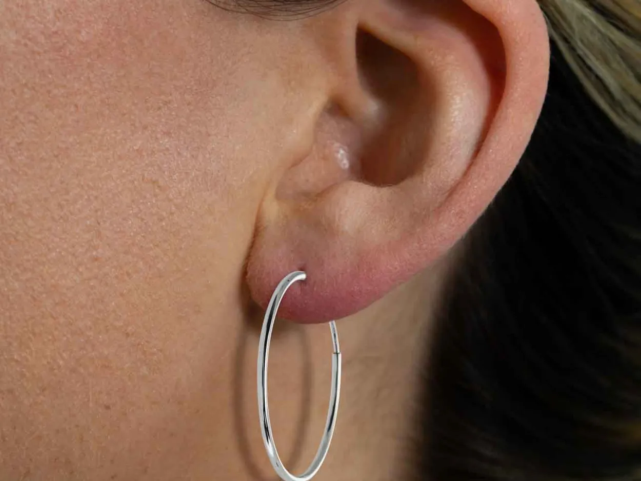 Sterling Silver 30.0mm Endless Sleeper Hoops, Pack Of 2