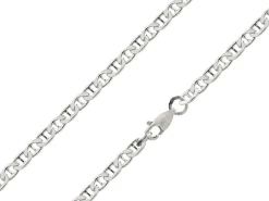 Sterling Silver 3.7mm Filed Anchor Curb Chain 18"/45cm Hallmarked