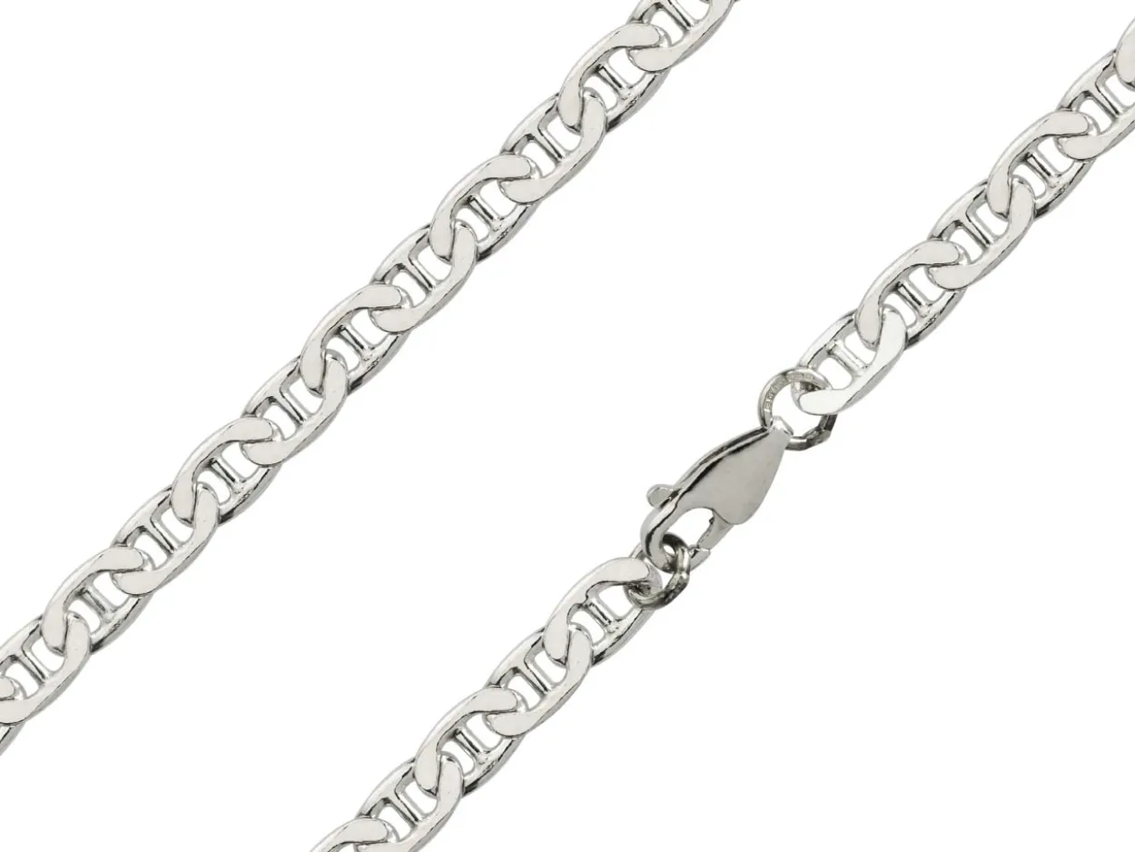 Sterling Silver 4.7mm Filed Anchor Curb Chain 18"/45cm /45cm Hallmarked