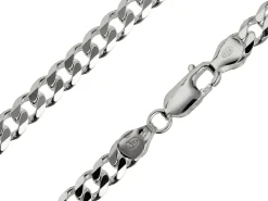 Sterling Silver 5.5mm Filed Bevelled Curb Chain 20"/50cm Hallmarked, 100% Recycled Silver