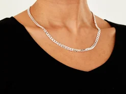 Sterling Silver 5.5mm Filed Bevelled Curb Chain 20