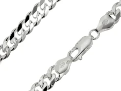 Sterling Silver 6.6mm Filed Bevelled Curb Chain 20"/50cm Hallmarked, 100% Recycled Silver