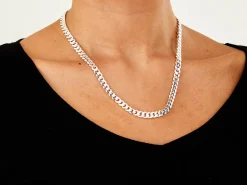 Sterling Silver 6.6mm Filed Bevelled Curb Chain 20