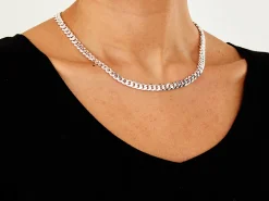 Sterling Silver 6.6mm Filed Bevelled Curb Chain 18