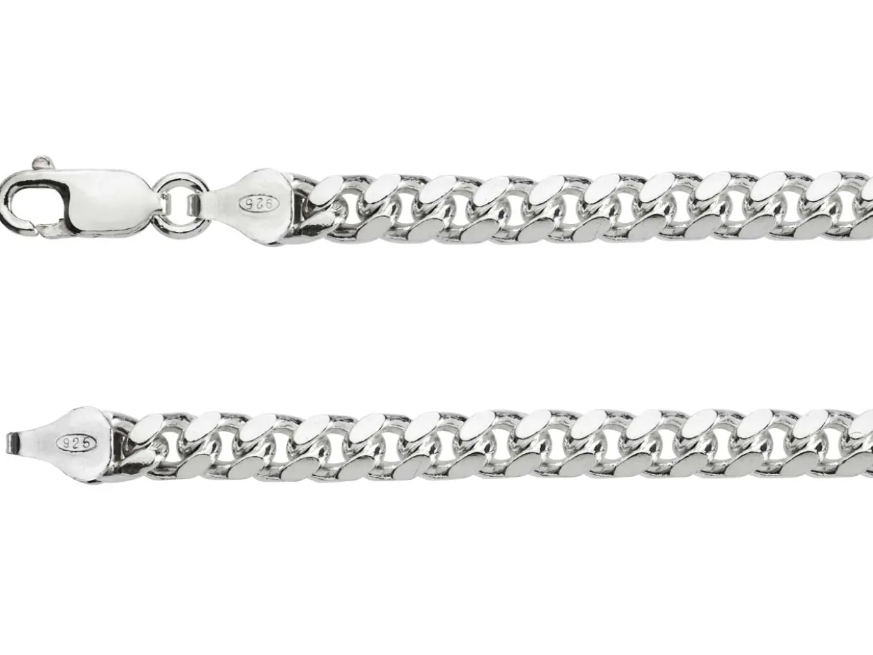 Sterling Silver 5.6mm Filed Bevelled Curb Bracelet 8.5"/21cm Hallmarked