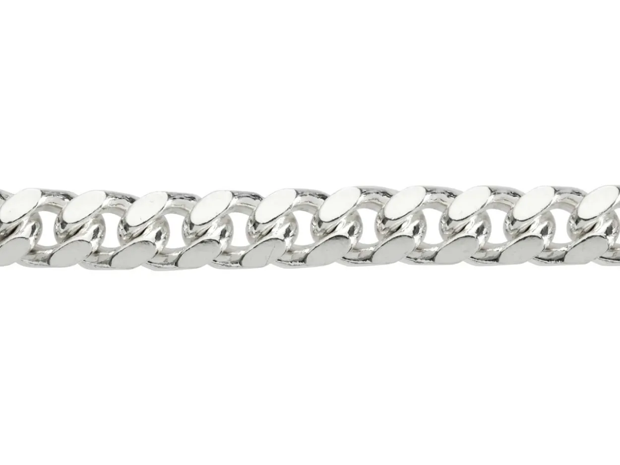 Sterling Silver 5.6mm Filed Bevelled Curb Bracelet 8.5"/21cm Hallmarked