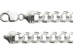 Sterling Silver 10.0mm Filed Bevelled Curb Bracelet 8.5"/21cm Hallmarked