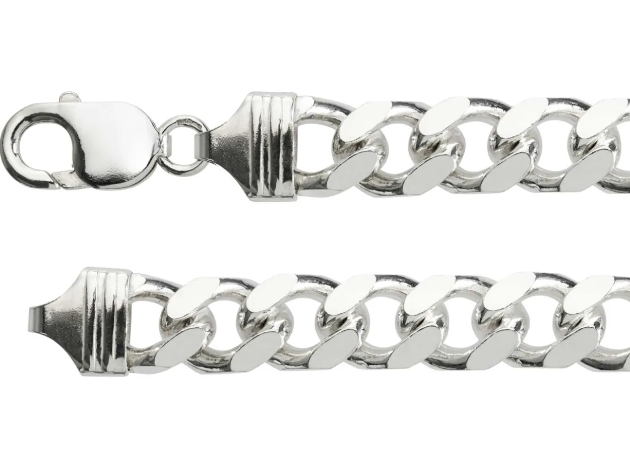 Sterling Silver 10.0mm Filed Bevelled Curb Bracelet 8.5"/21cm Hallmarked