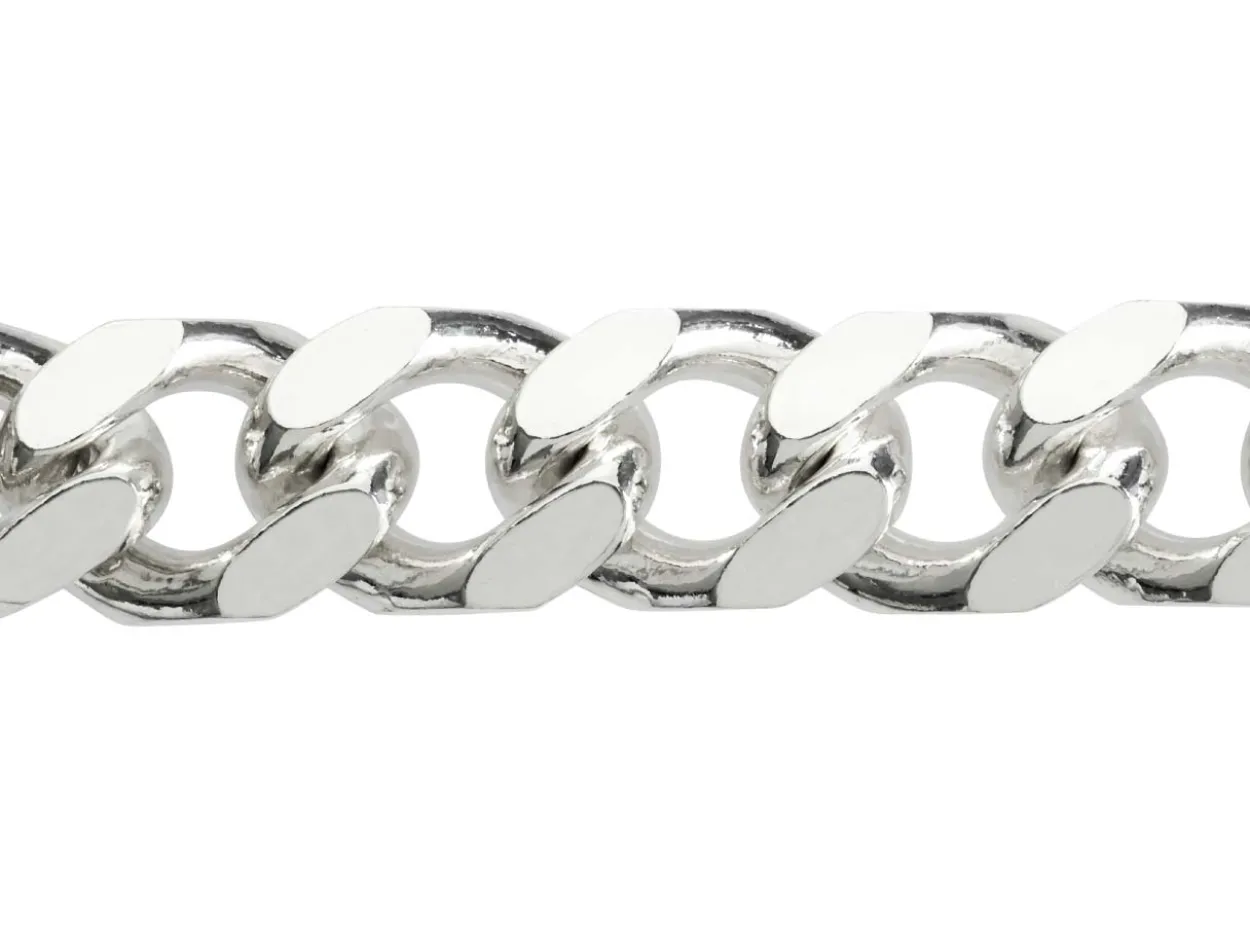 Sterling Silver 10.0mm Filed Bevelled Curb Bracelet 8.5"/21cm Hallmarked