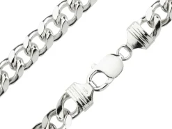 Sterling Silver 10.0mm Filed Bevelled Curb Chain 20"/50cm Hallmarked