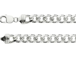 Sterling Silver 10.0mm Filed Bevelled Curb Chain 20"/50cm Hallmarked