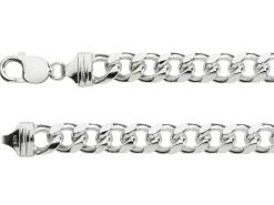 Sterling Silver 10.0mm Filed Bevelled Curb Chain 18"/45cm Hallmarked