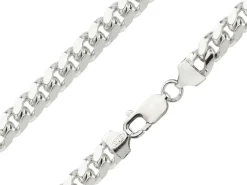 Sterling Silver 8.3mm Filed Bevelled Curb Chain 20"/50cm Hallmarked