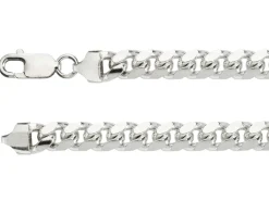 Sterling Silver 8.3mm Filed Bevelled Curb Chain 20"/50cm Hallmarked