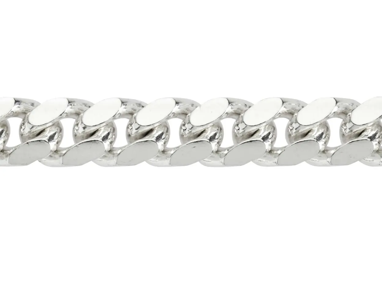 Sterling Silver 8.3mm Filed Bevelled Curb Chain 20"/50cm Hallmarked