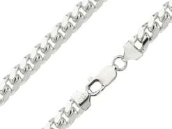 Sterling Silver 8.3mm Filed Bevelled Curb Chain 18"/45cm Hallmarked