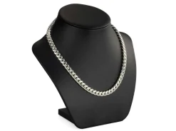 Sterling Silver 8.3mm Filed Bevelled Curb Chain 18