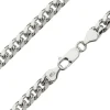 Sterling Silver 6.4mm Filed Bevelled Curb Chain 20"/50cm Hallmarked