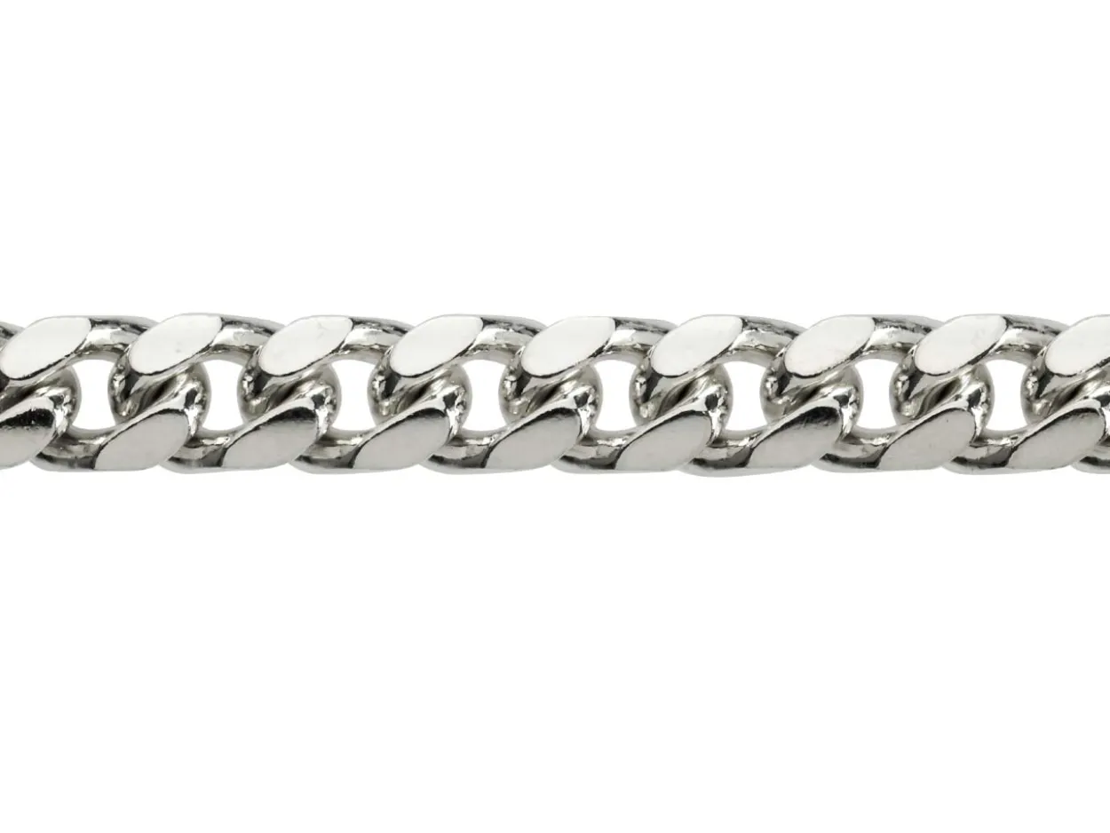 Sterling Silver 6.4mm Filed Bevelled Curb Chain 20"/50cm Hallmarked