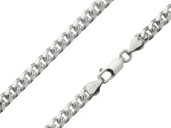 Sterling Silver 5.6mm Filed Bevelled Curb Chain 20"/50cm Hallmarked