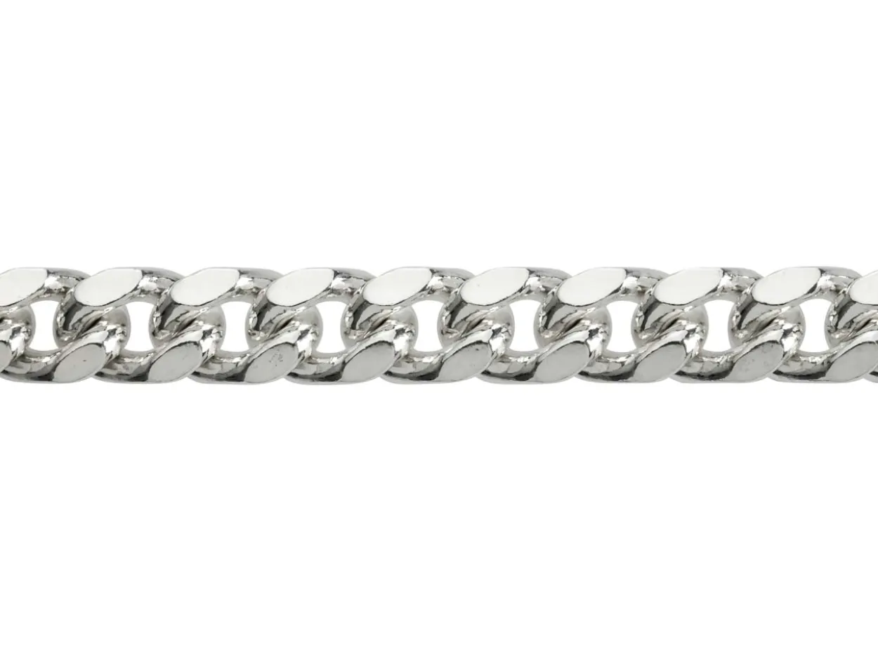 Sterling Silver 5.6mm Filed Bevelled Curb Chain 20"/50cm Hallmarked