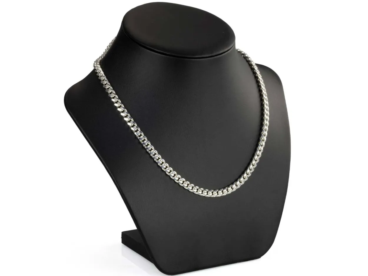 Sterling Silver 5.6mm Filed Bevelled Curb Chain 20"/50cm Hallmarked