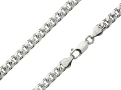 Sterling Silver 5.6mm Filed Bevelled Curb Chain 18"/45cm Hallmarked