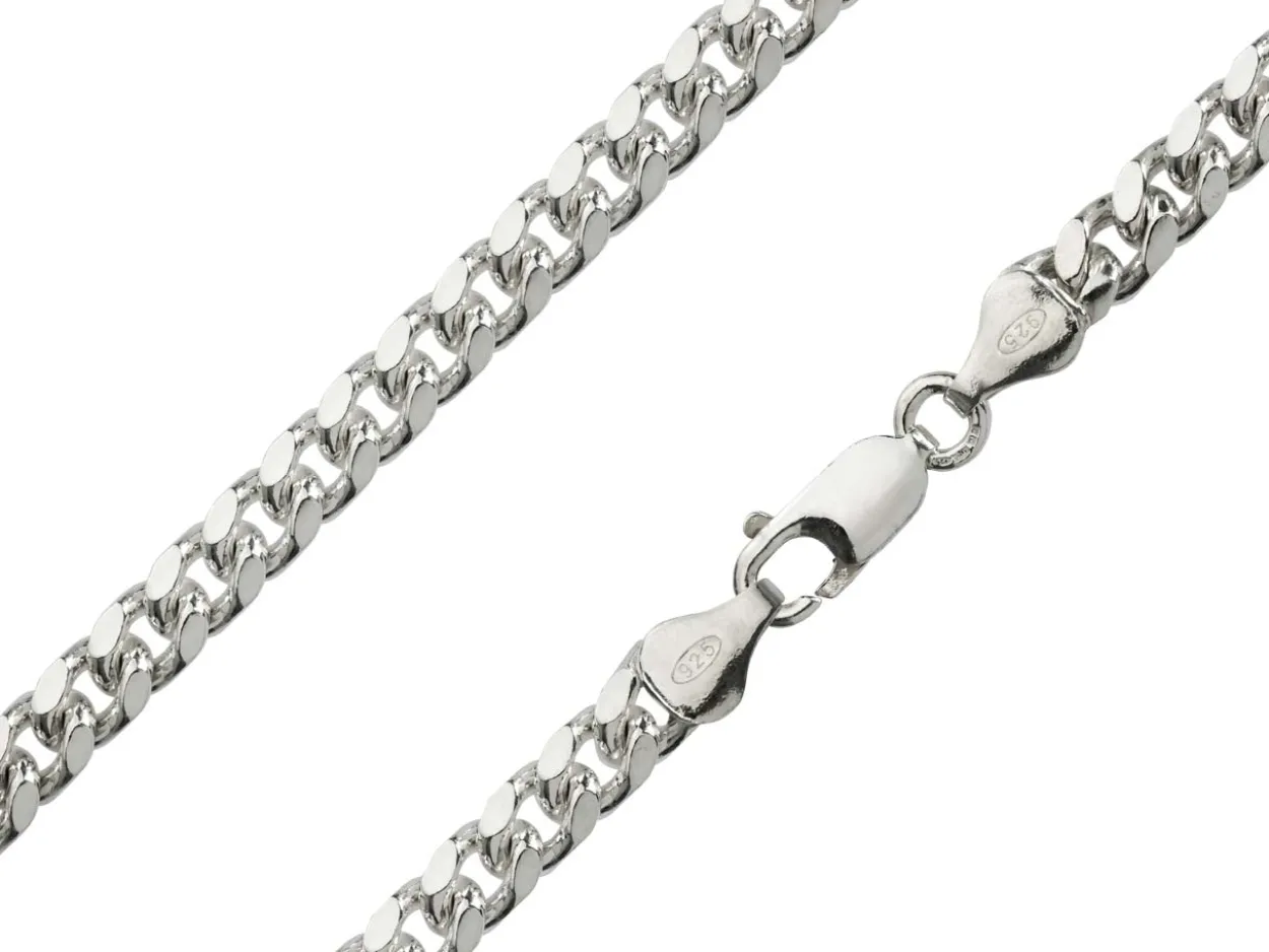 Sterling Silver 5.6mm Filed Bevelled Curb Chain 18"/45cm Hallmarked